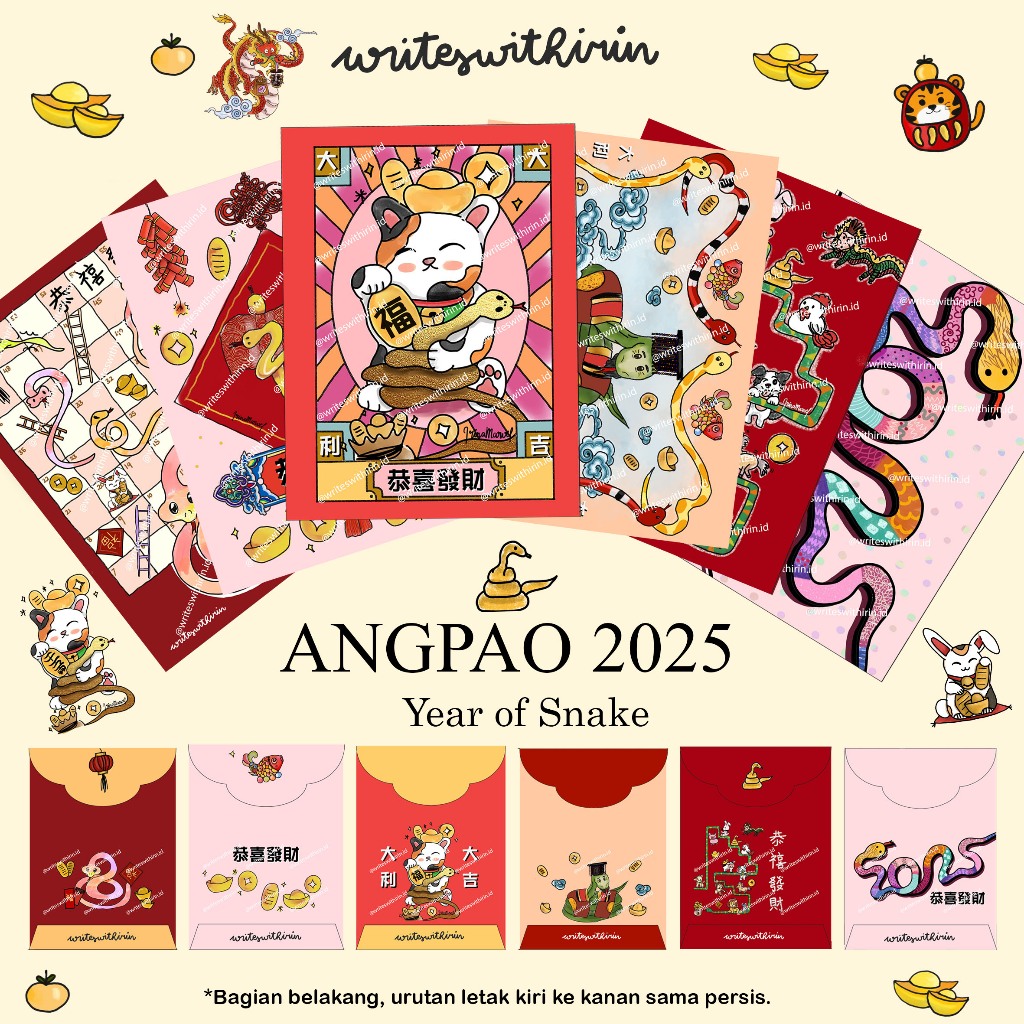 

Angpao/ Angpau/ Hong bao/ Amplop Merah Imlek Tahun Ular 2025, Tahun Naga 2024 (writeswithirin)