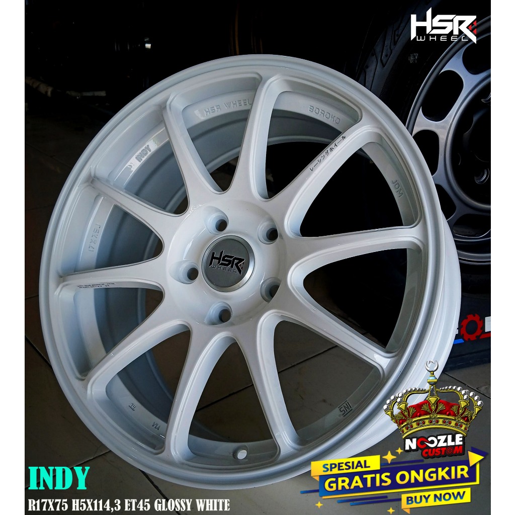 Velg Mobil Racing Warna Putih Ring 17 Lubang 5 Type HSR Indy Cocok Untuk Mobil Innova Xpander