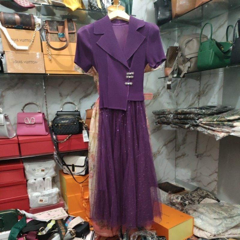 Dress Plisket Tutu Import Premium