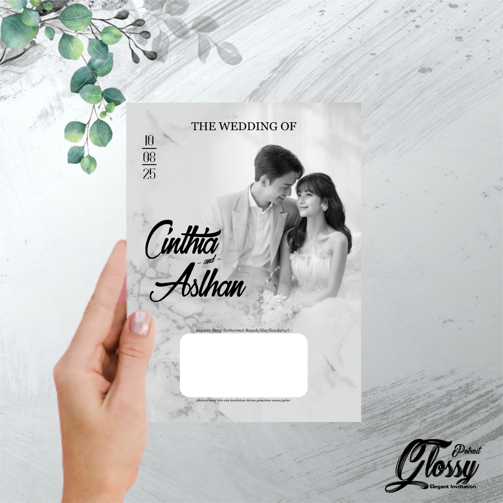 Unseries - Undangan Pernikahan Murah Mewah Elegan Hitam Putih Glossy | Undangan Pernikahan GLOSSY BW
