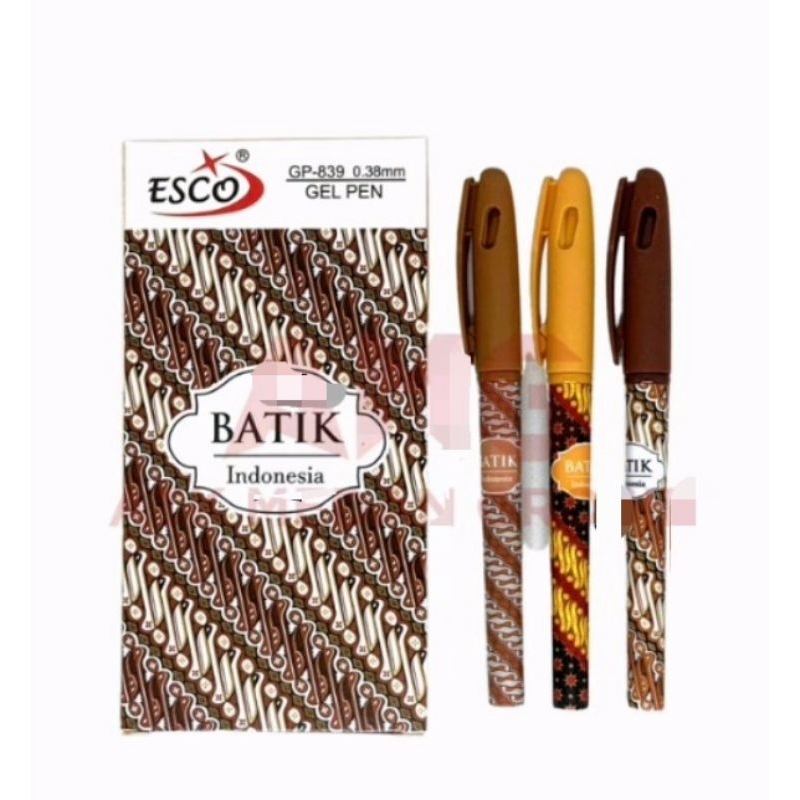 

(KODE B) PULPEN GEL MOTIF BATIK 1 KOTAK ISI 12 Pcs