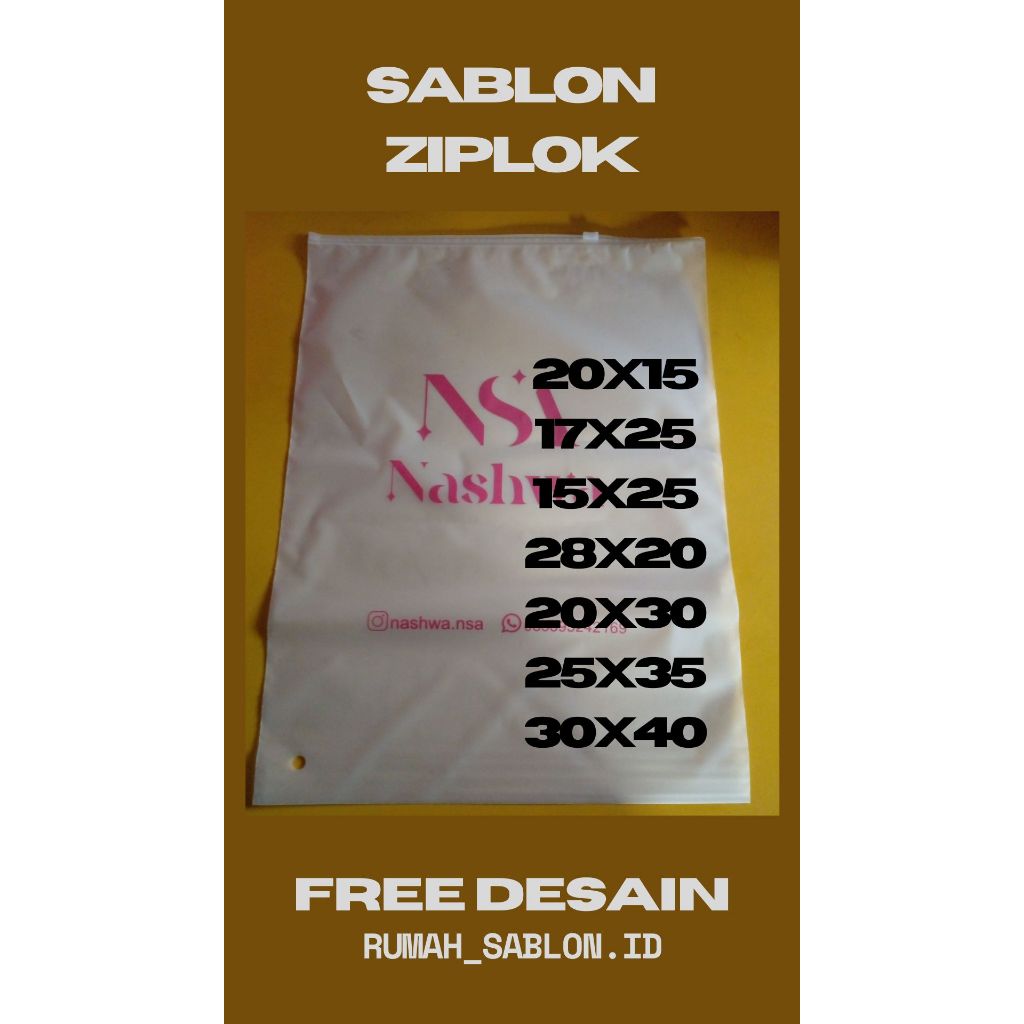 

SABLON ZIPLOK Min 100 pcs, bahan premium, tersedia berbagai ukuran