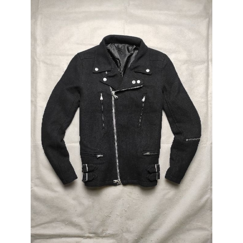 Vintage No Id Black Wool Bikers Ramones Jacket