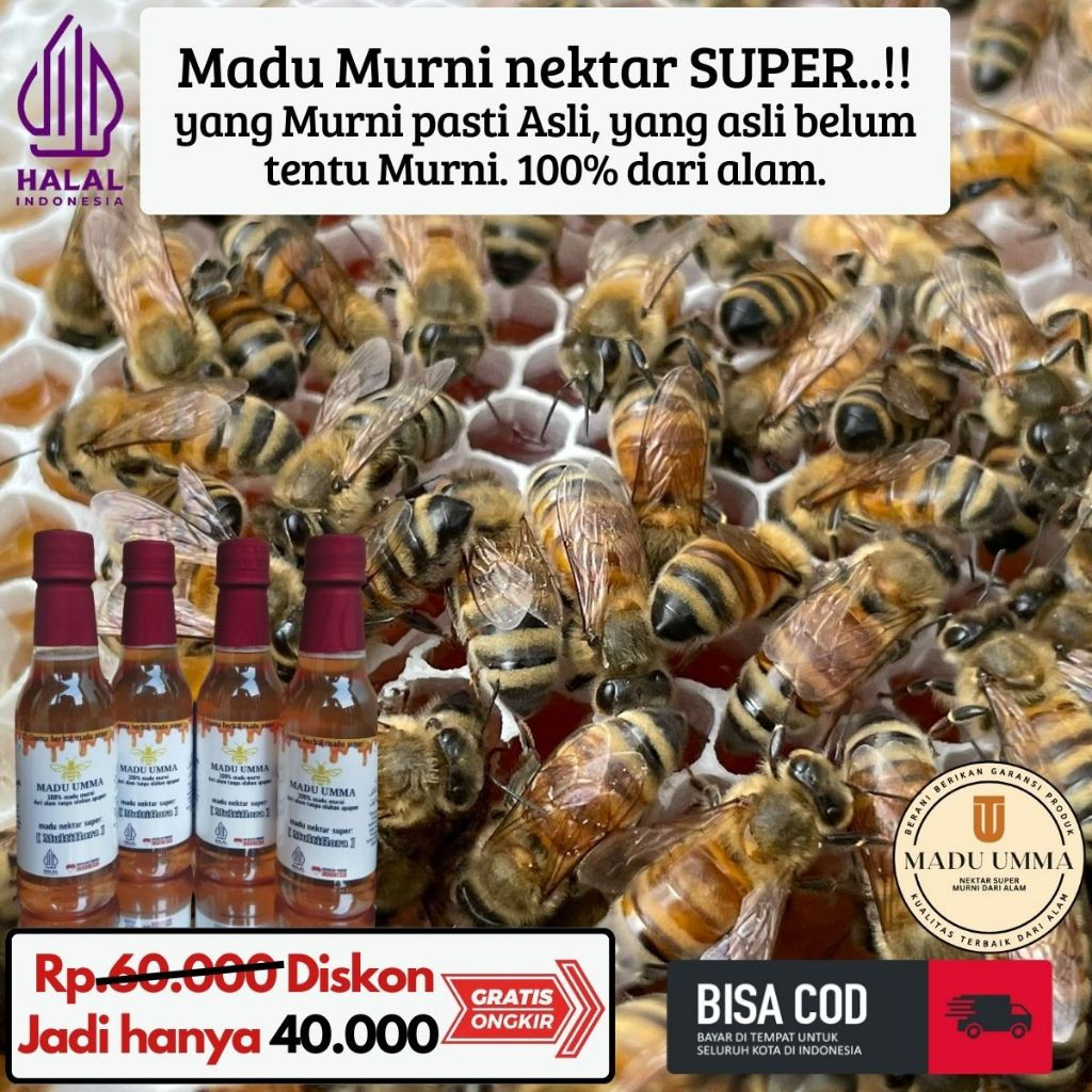 

MADU UMMA MADU MURNI MULTIFLORA SUPER, Asli murni nektar alami tanpa olahan apapun madu herbal