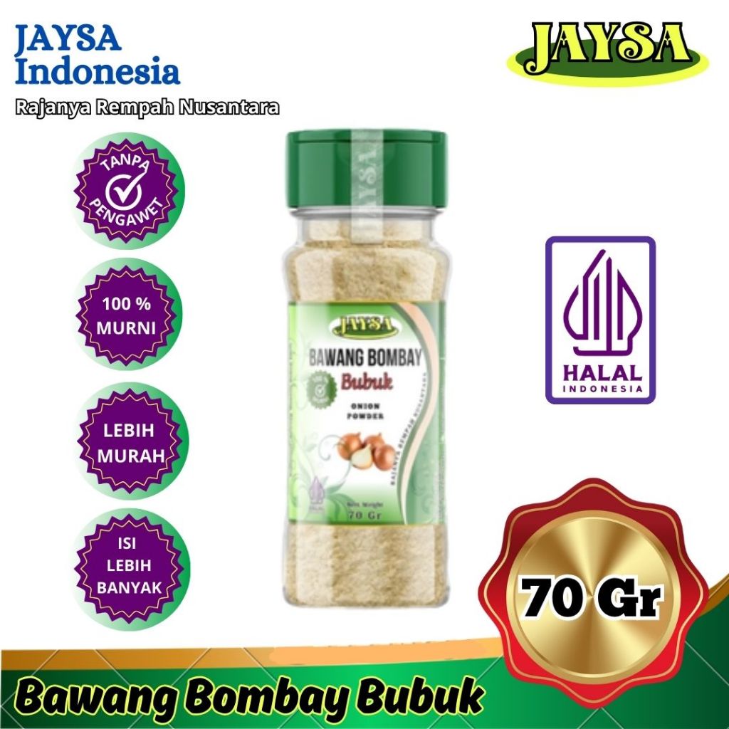 

JAYSA Bawang Bombay Bubuk 70 gr / Bawang Bombay Bubuk Premium / Onion Powder / Bawang Bombay Putih / Premium Onion Powder / Bawang Bombay Premium / Onion White Powder / Pure Onion Powder