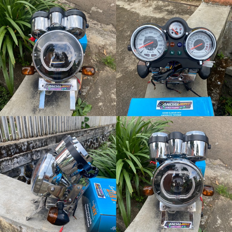 LAMPU DEPAN NINJA SS FULL SET SPIDOMETER NINJA CHROME BREKET LAMPU NINJA SS S R SET BILED KUPINGAN L