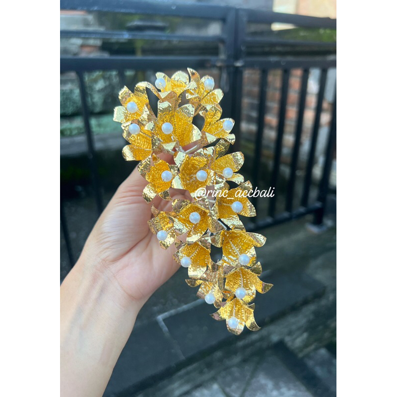 Semanggi Emas Bunga Tulip Deret 3 Besar / Emas 24 karat plated / super premium / hiasan rambut sangg
