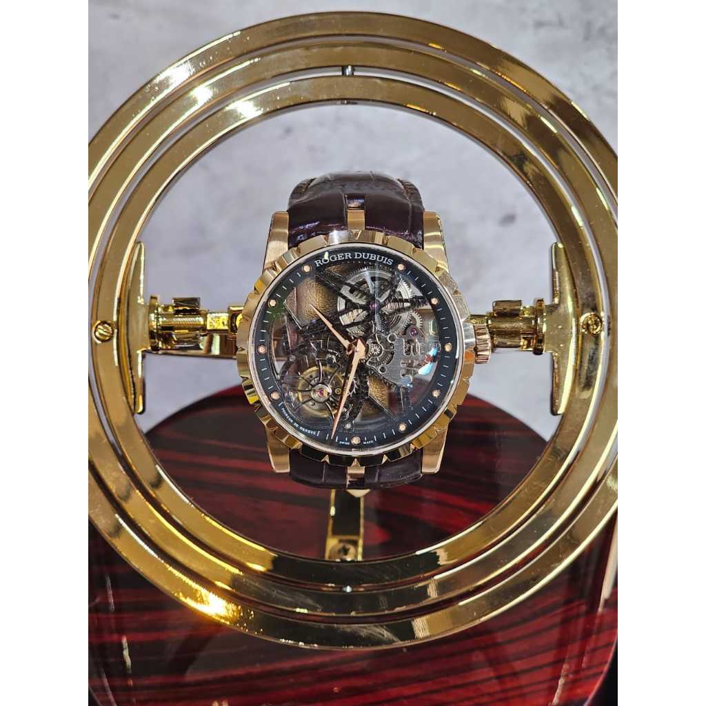 Jam Tangan Luxury Roger Dubuis Excalibur 42mm Taourbillon Squelette Swiss Automatic Bronze Dial Blac