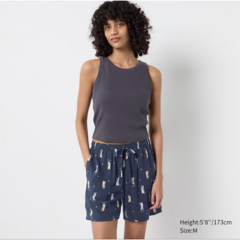 Celana Pendek Rileks Rayon Mofusand WOMEN UNIQLO