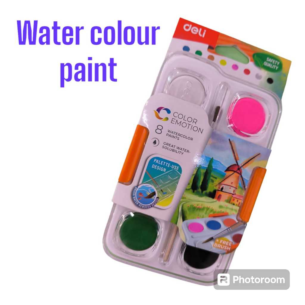 

Deli Watercolor Paints / Cat Air Padat 8 Warna Gratis Kuas Tinggi C10-8