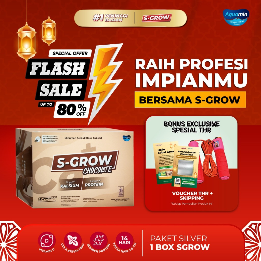 

SGrow Chocolate Peninggi Badan Alami 1 Box isi 10 Sachet