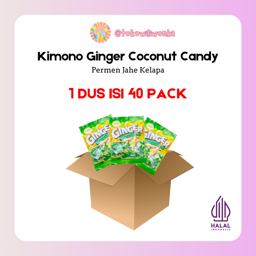 

[1 DUS] Permen Kimono Ginger Coconut / Permen Jahe Kelapa - 1 Karton isi 40 Pack