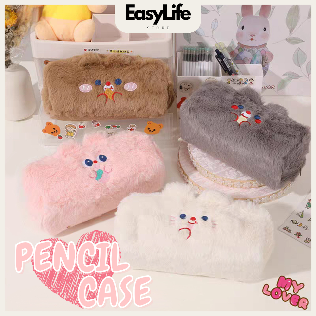 

Kotak Pensil Alat Tulis Bulu Motif Karakter Lucu Pencil Case Anak High Capacity