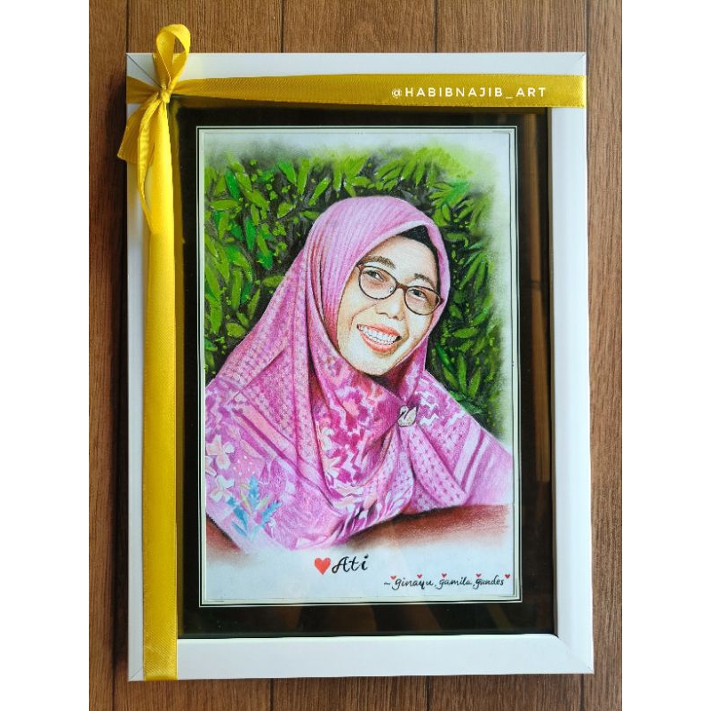 Lukisan Realis Pensil 1 Wajah (Versi Warna)