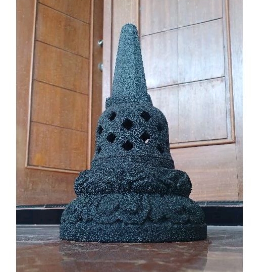 stupa candi borobudur batu asli hiasan rumah  diamter 20 tinggi 32