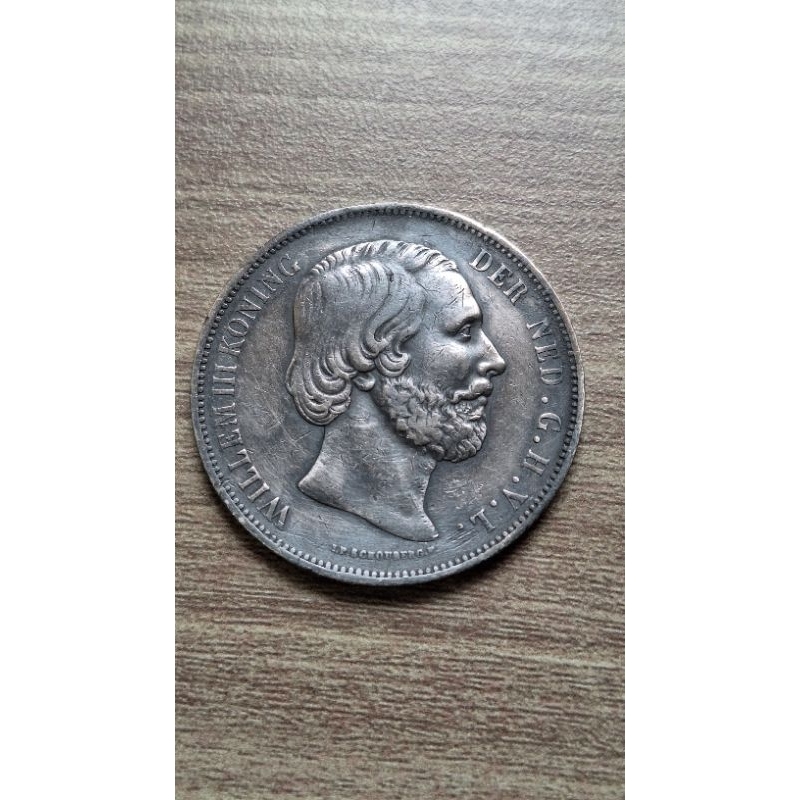 Koin Perak 2.5 Gulden Willem III tahun 1873