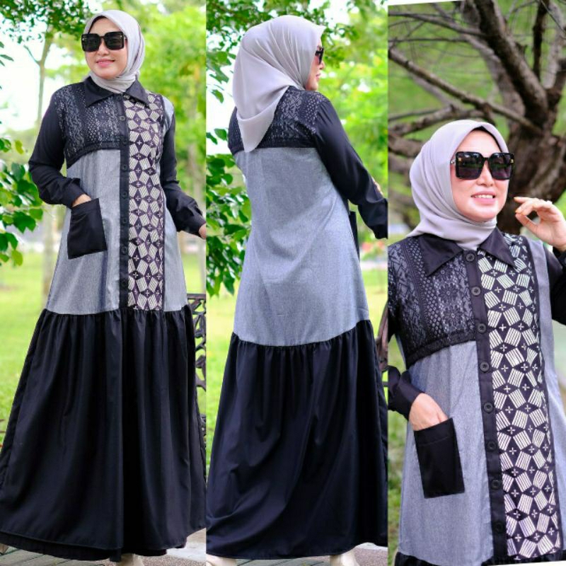 LAKSITA PREMIUM DRESS/Gamis Batik Cap Syar'i Bahan Katun Adem Nyaman/Busui Freindly LD 96 104 110 12