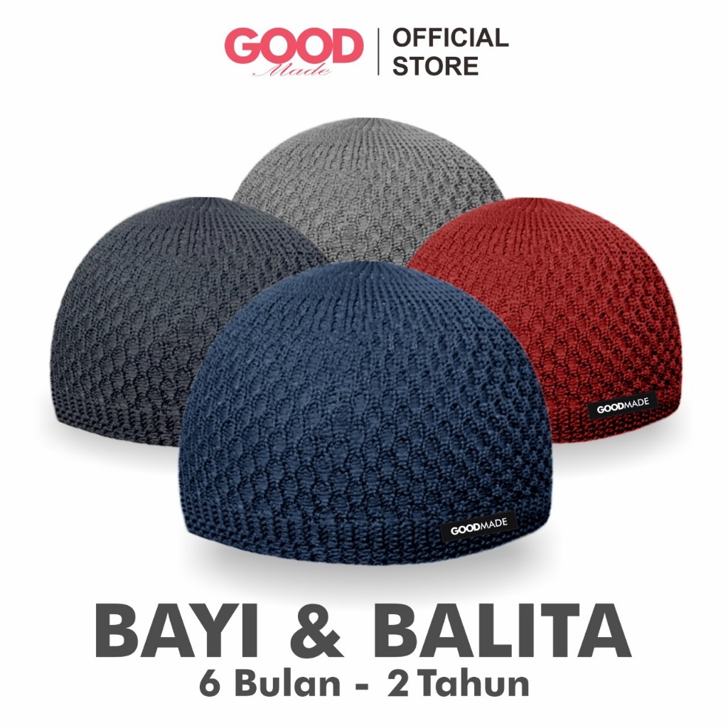 GOOD MADE - Peci Haji Rajut Balita dan Bayi Haji | Peci Haji Hitam Putih | Peci Oleh-oleh Haji | COD