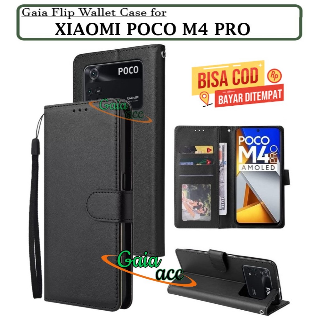 LEATHER CASE FLIP XIAOMI POCO M4 PRO- FLIP CASE KULIT UNTUK XIAOMI POCO M4 PRO