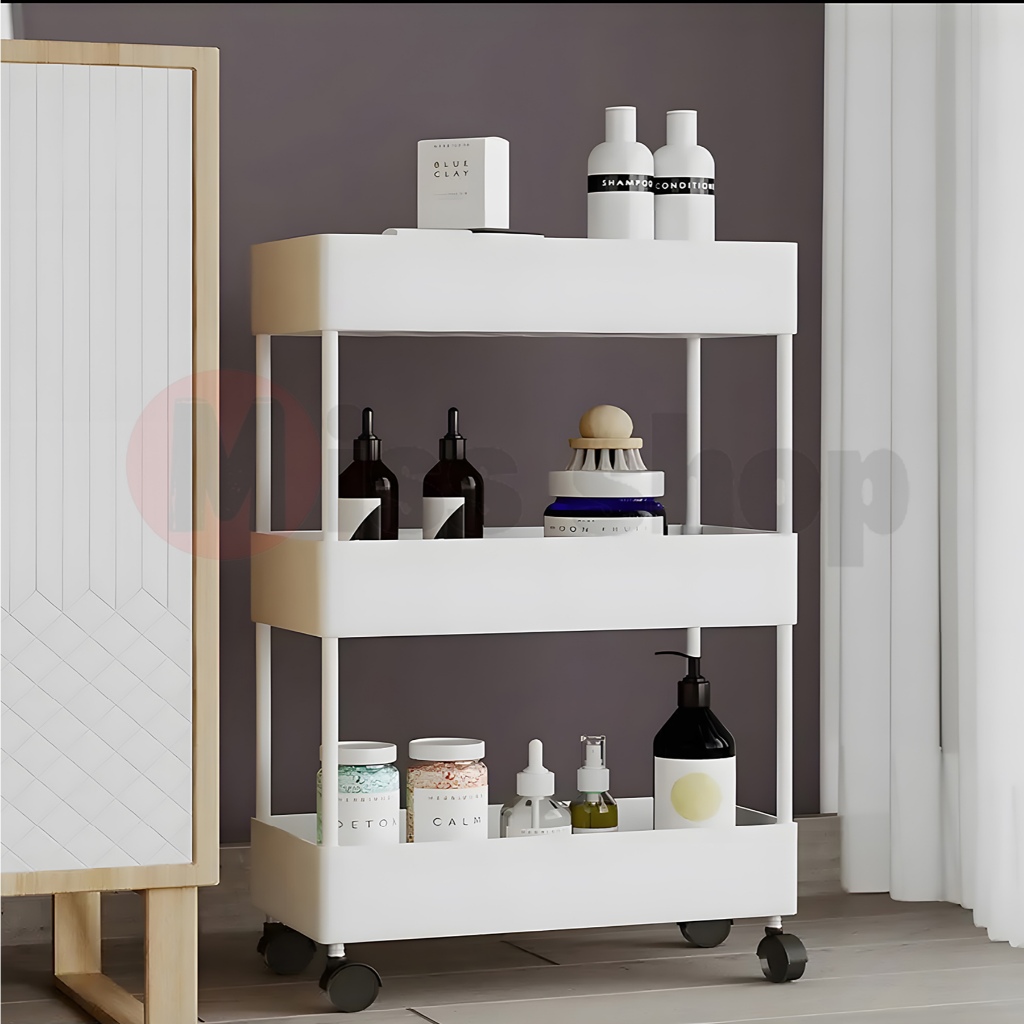 RB2 Rak Troli Plastik Rak Toilet Rak Kamar Mandi Rak Dapur Rak Serbaguna Rak Susun