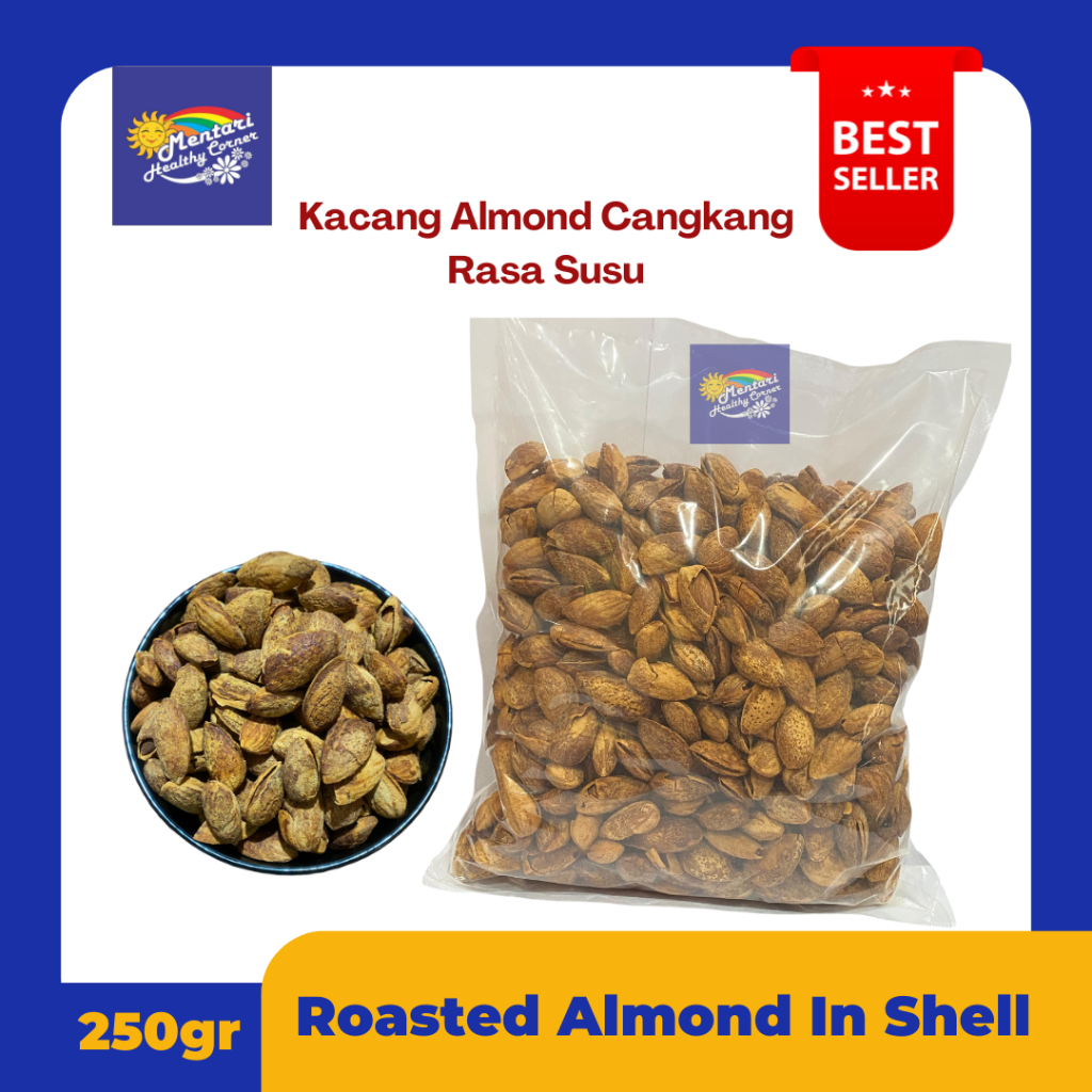 

Roasted Almond In Shell Butter Milk 250gr / Kacang Almond Cangkang Rasa Susu 250gram Oleh Oleh Haji