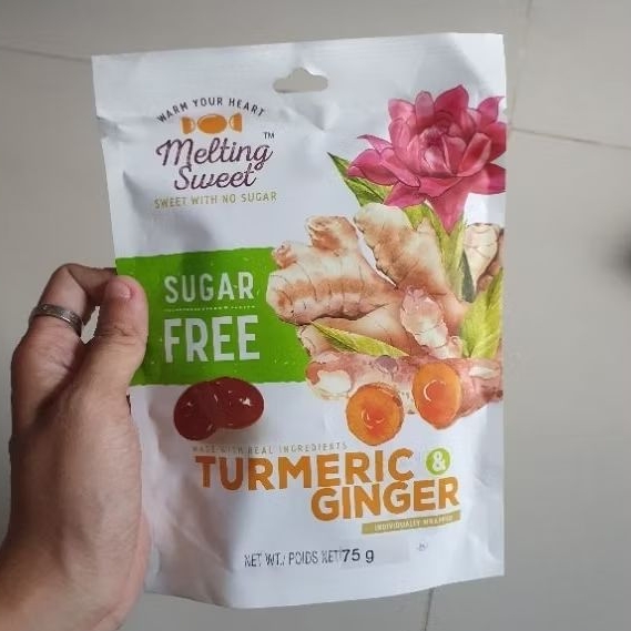 

Melting sweet Sugar Free candy permen No Sugar TUMERIC GINGER 75gr