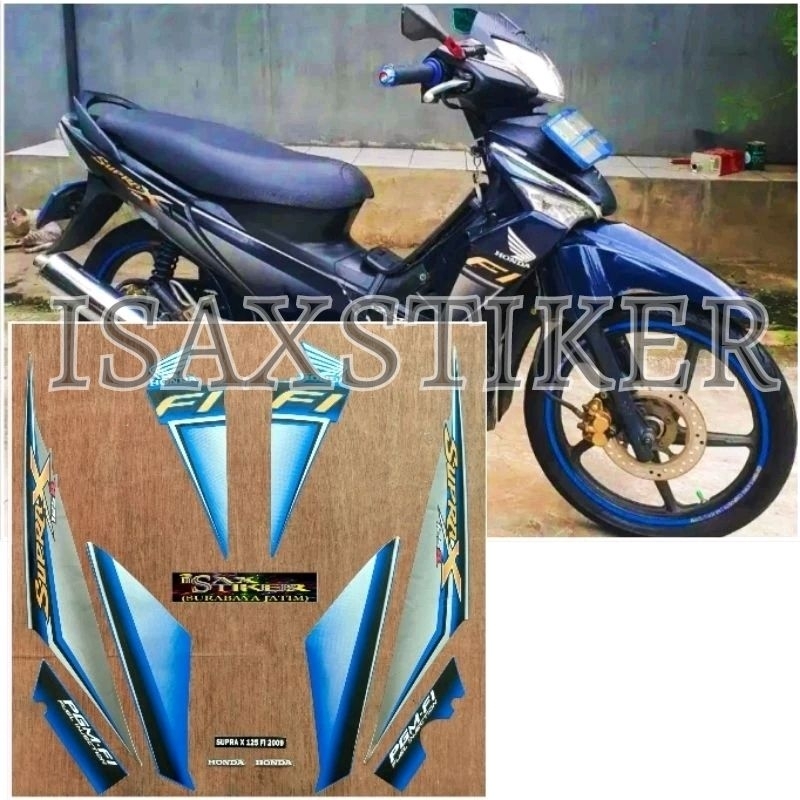 Striping Original Honda Supra X 125  FI biru tahun 2009