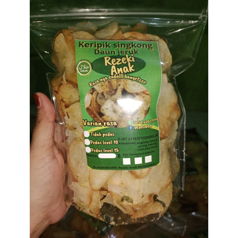 

keripik singkong daun jeruk rezeki anak tidak pedas