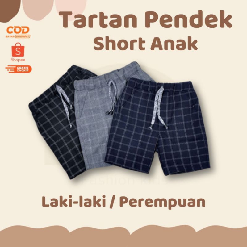 CELANA TARTAN PENDEK ANAK SHORT PANT LAKI-LAKI PEREMPUAN