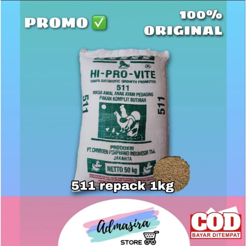 Pur Pakan Ayam 511 1kg Pokphand Makanan Ayam Broiler Bangkok Kampung Kecil Doc 511 repack 1 kg
