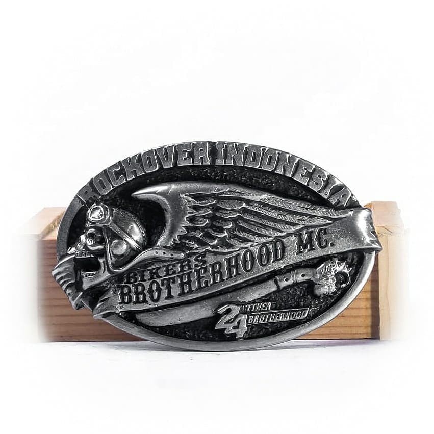 Buckle Kepala Ikat Pinggang Brotherhood 24, dogdag metalworks, biker, skull, tengkorak, motor