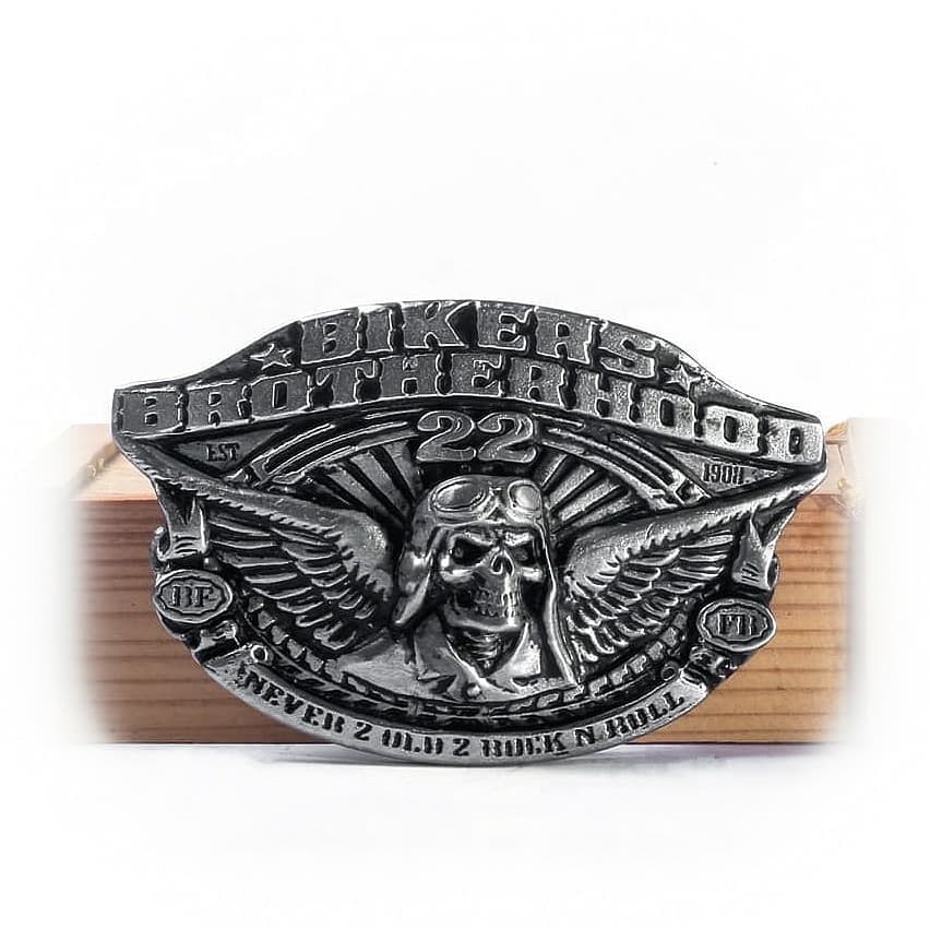 Buckle Kepala Ikat Pinggang Brotherhood 22, dogdag metalworks, biker, skull, tengkorak, motor