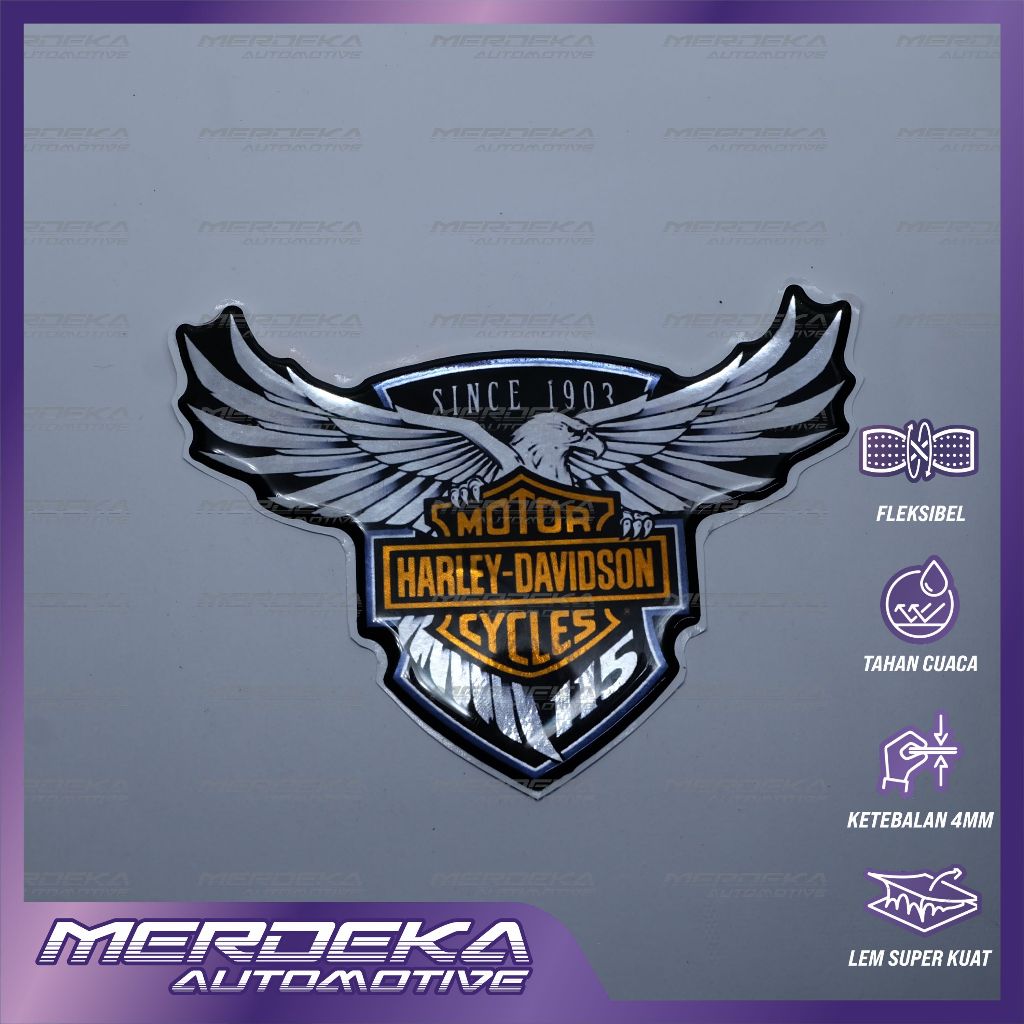 Emblem Timbul Harley Davidson untuk motor custom / Emblem tangki harley davidson / emblem moge