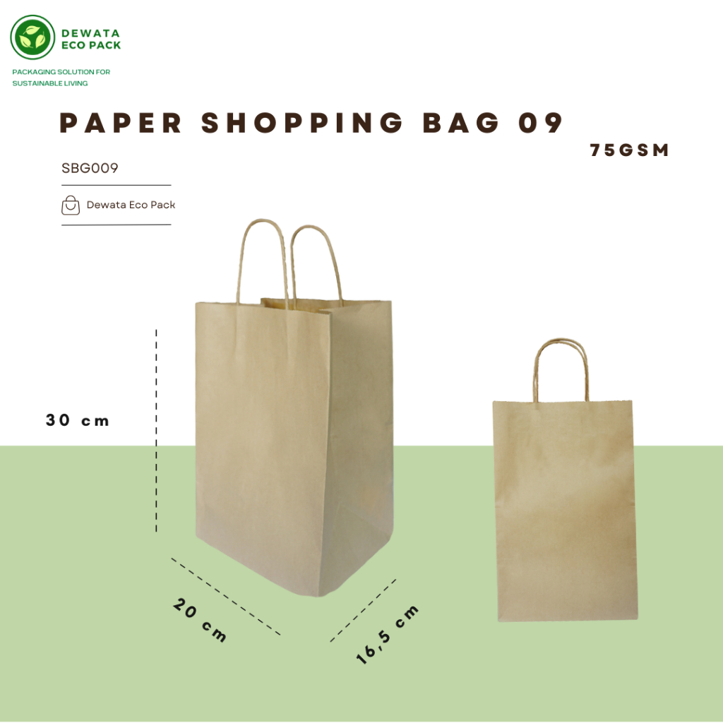 Shopping Bag 20x16.5x30cm SBG9 / Paper Bag Kraft / Paper Bag