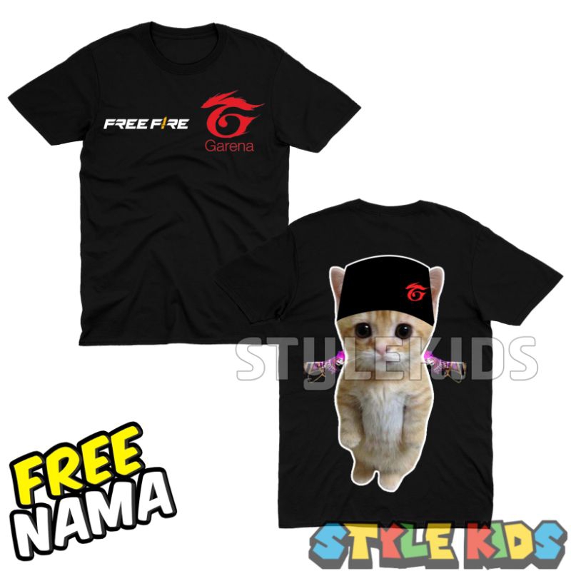 (BISA COD) FREE NAMA Kaos Anak Laki laki Perempuan Logo Kucing Free Fire FF Versi Sg Rapper T-shirt 