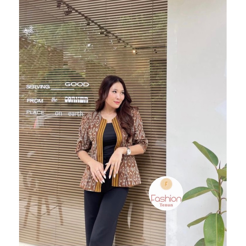 Maya Outer (Atasan tenun troso) / blazer kantor / jas wanita / baju batik / seragam kantor