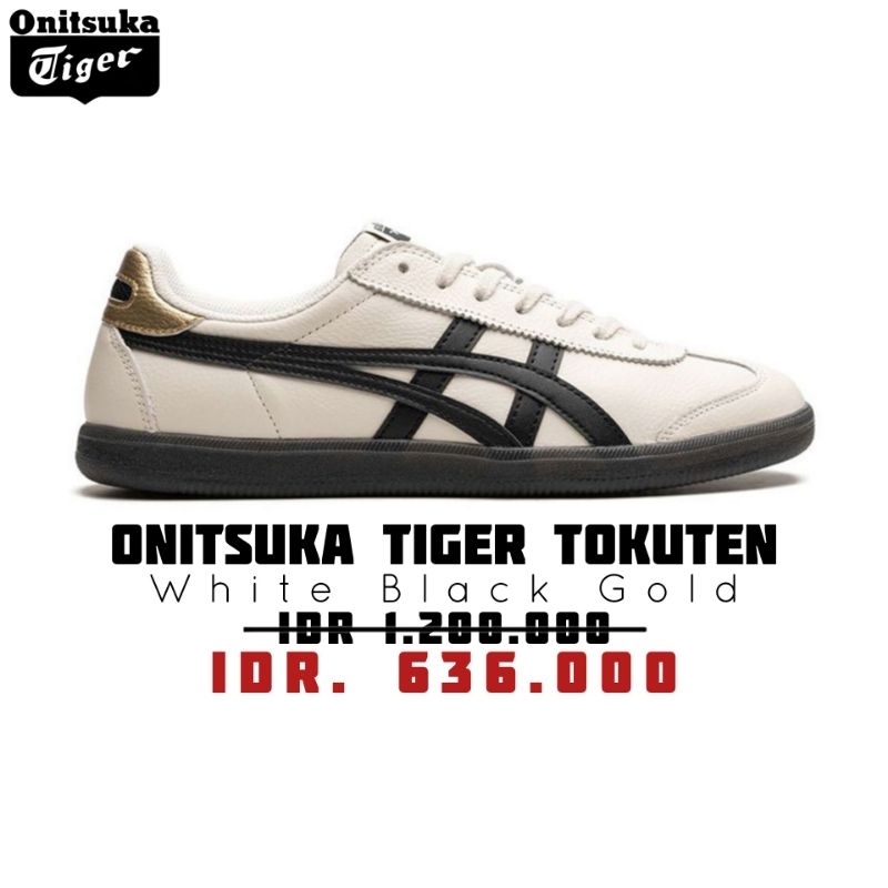 SEPATU ONITSUKA TIGER TOKUTEN WHITE BLACK GOLD ORIGINAL