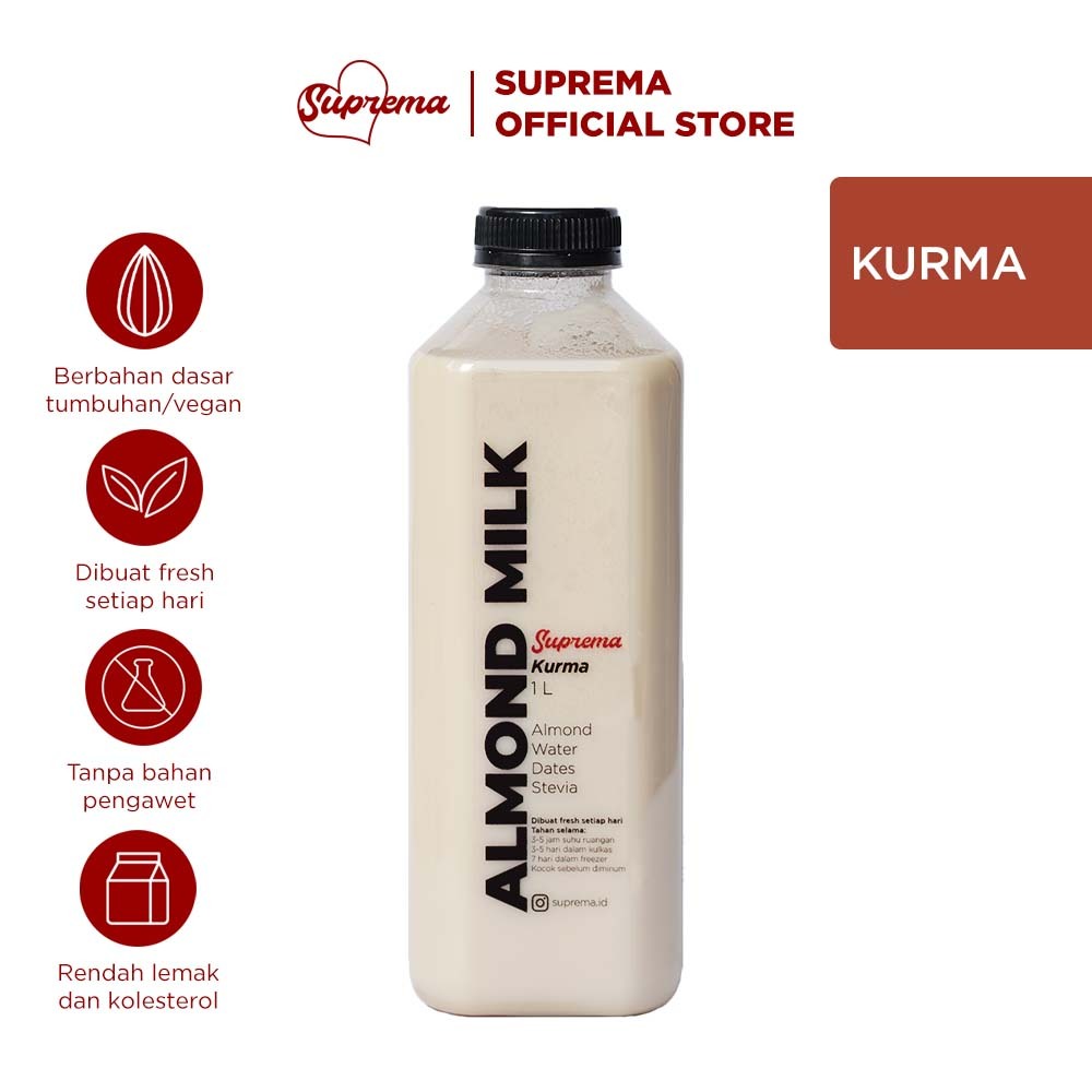 

Suprema Almond Milk - Kurma 1 Liter | Susu Almond Diet Pelangsing Rasa Kurma Dates Roasted Almond Palembang ASI Booster Pelancar Asi Vegan