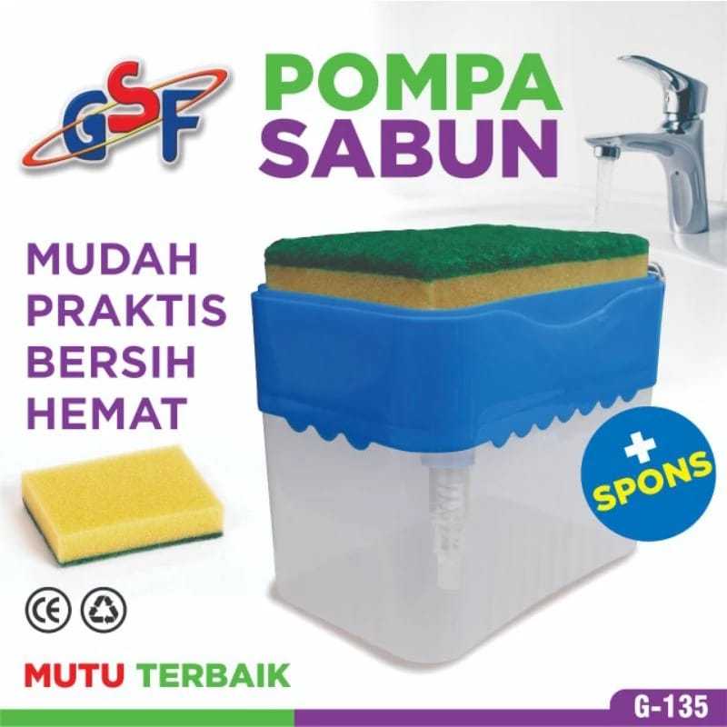 Dispenser Sabun Cuci Piring + Spon / Dispenser Sabun / Dispenser Sabun Cuci Piring / Tempat Sabun / 