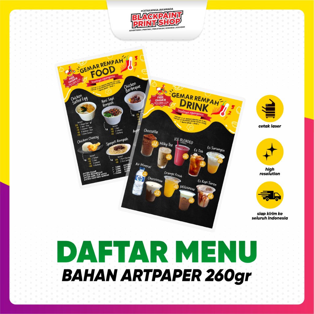 

Cetak Daftar Menu Makanan dan Minuman