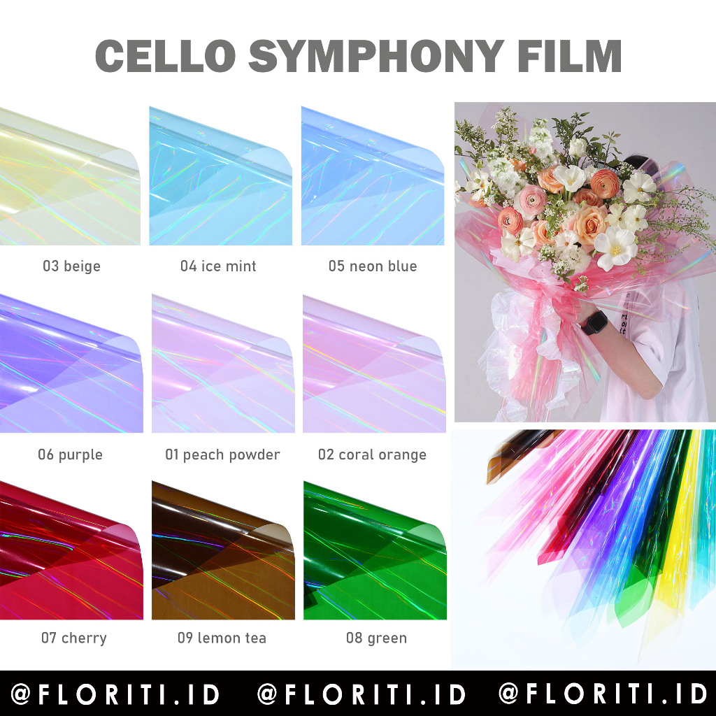 

(PACK) Cellophane Symphony Film Flower Wrapping Kertas Buket Pelangi