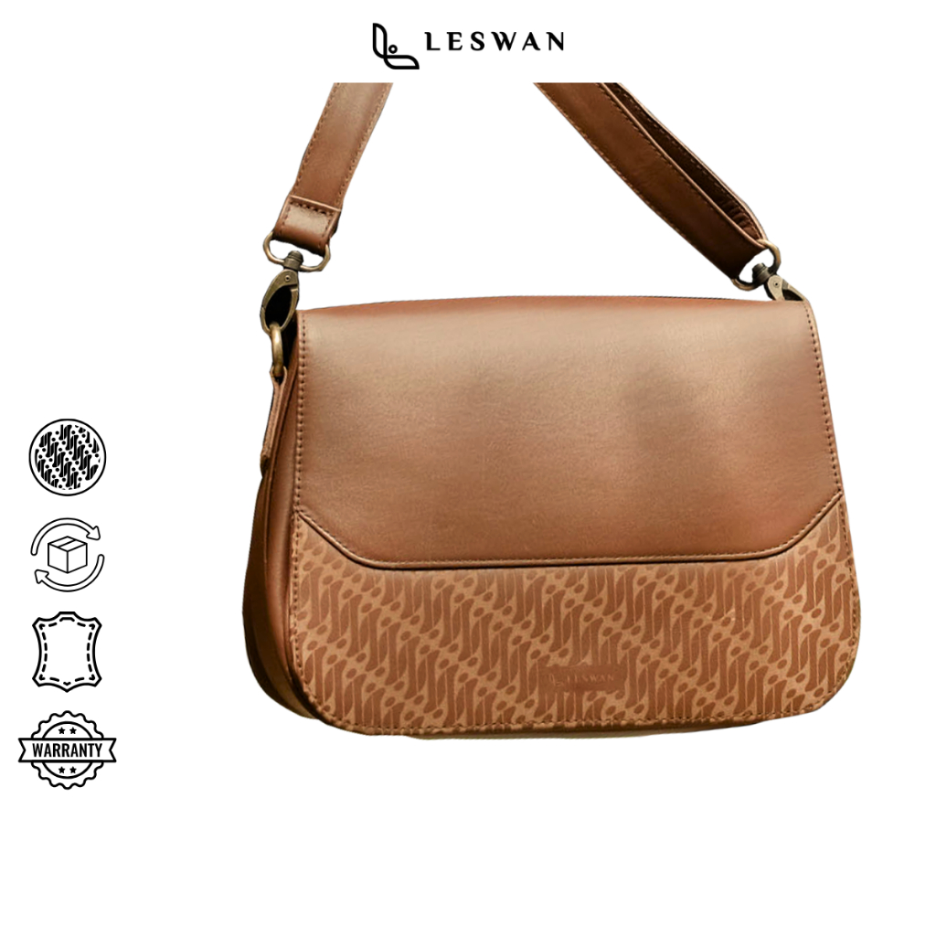 Zahira Bag - Tas Selempang Bahu Wanita Kekinian Kulit Sapi Original Motif Batik - Leswan Leather