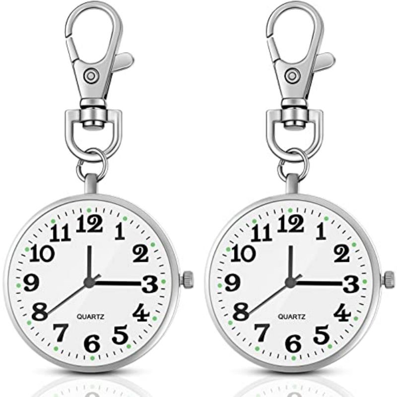 Jam Saku Digital Jam Saku Gantungan Kunci Quartz Analog Dial Bulat Simple Portable