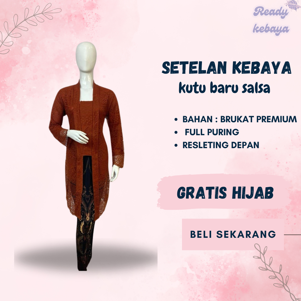 Setelan Kebaya Kutu Baru Salsa Gratis Hijab / Kebaya Modern / Kebaya Pesta / Kebaya Kondangan / Keba