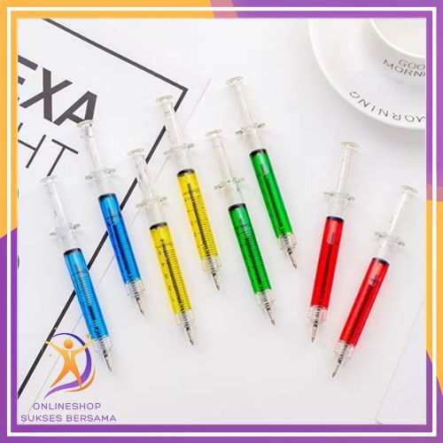 

OSB Pulpen Jarum Suntik Lucu Korean Syringe Ballpoint Pen Souvenir Aesthetic Fancy Pena Alat Tulis Anak Sekolah Murah