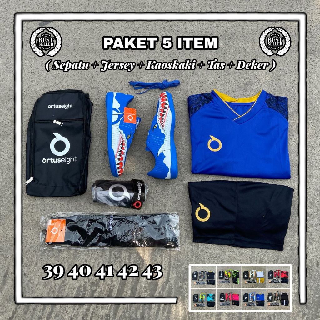 Paket Komplit 5 Sepatu Futsal Shark Hiu ORTUSeight Terbaru