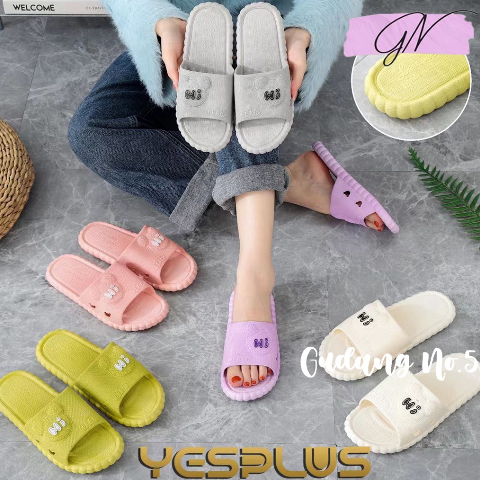 Tren Kekinian GN9992 Sandal Slop Jelly Karet Sandal Flip Flop Wanita Anti Slip Korean Style