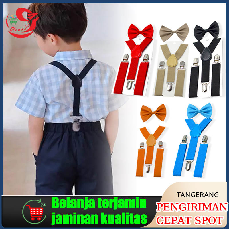 Suspender Bretel Anak Balita TK Playgroup Cowok Kecil Anak2 Cewek Pesta Dasi Kupu Bayi Lucu Bowtie T