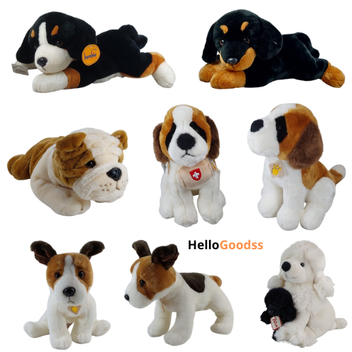 Boneka binatang Premium Anjing Ras Puddle Rottweiler Bulldog St.Bernard JackRussell Cute - Ukuran M 