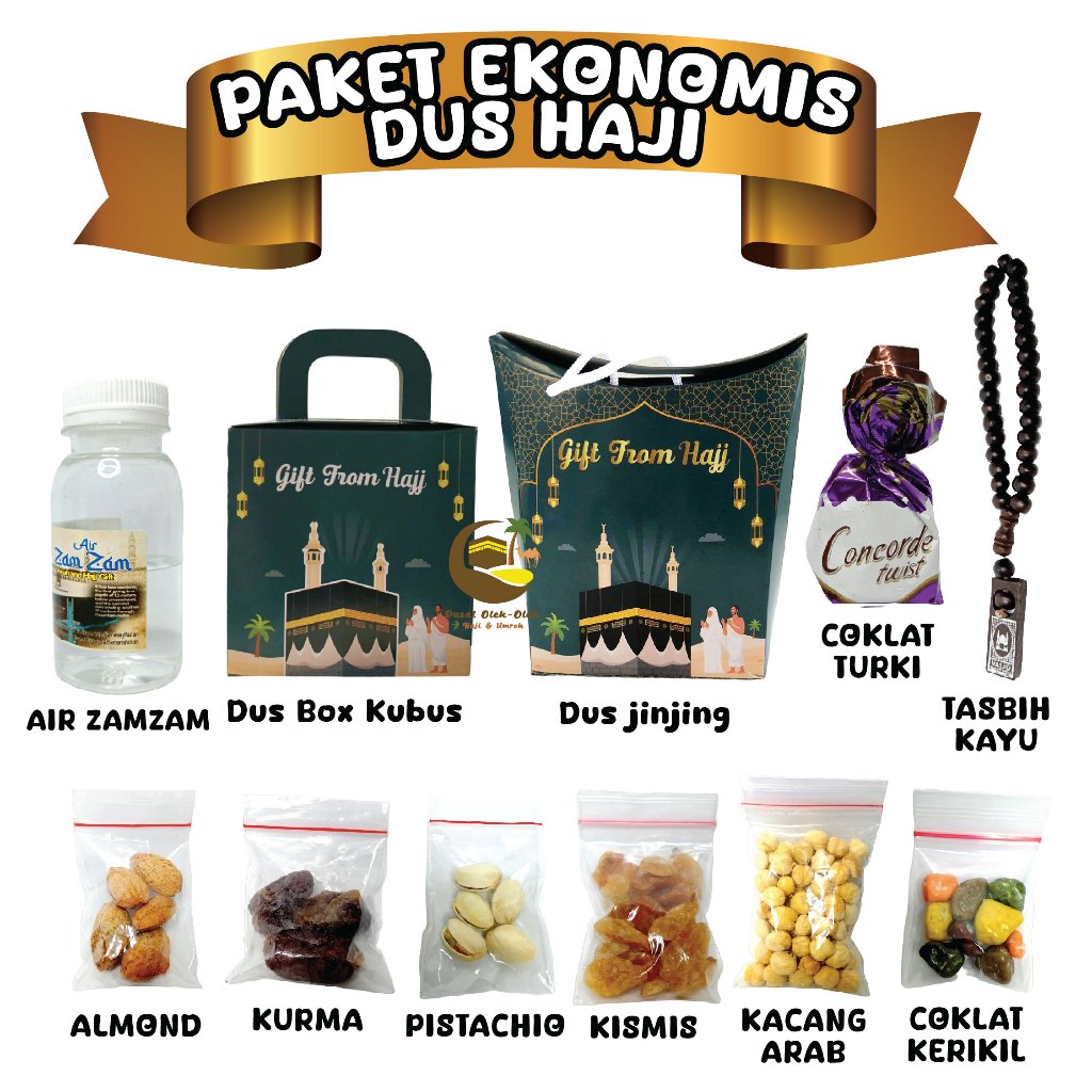 

Paket Oleh-Oleh Haji dan Umroh Grosir Ekonomis Lengkap hampers dus teng teng Tali Jinjing Murah